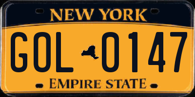 NY license plate GOL0147