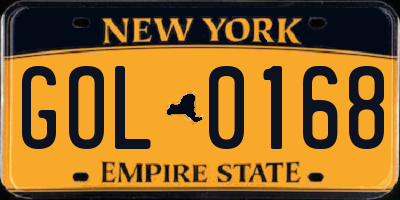 NY license plate GOL0168