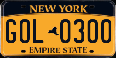 NY license plate GOL0300