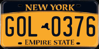 NY license plate GOL0376