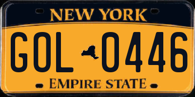 NY license plate GOL0446