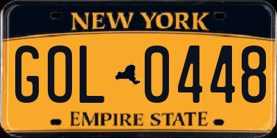 NY license plate GOL0448