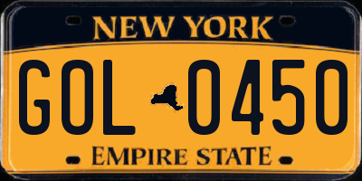 NY license plate GOL0450