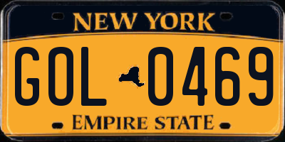 NY license plate GOL0469