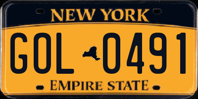 NY license plate GOL0491