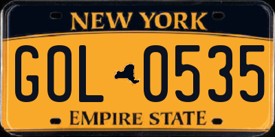 NY license plate GOL0535