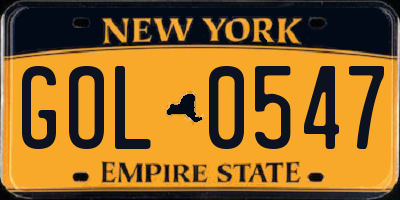NY license plate GOL0547