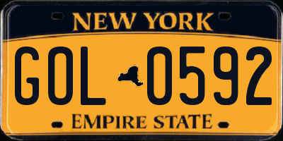 NY license plate GOL0592