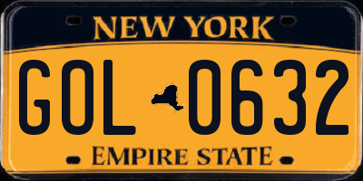 NY license plate GOL0632