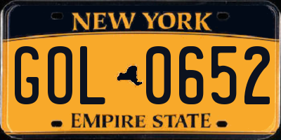NY license plate GOL0652