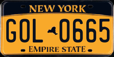 NY license plate GOL0665