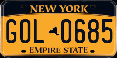 NY license plate GOL0685