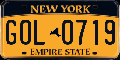 NY license plate GOL0719