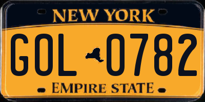 NY license plate GOL0782