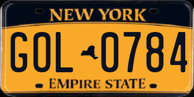 NY license plate GOL0784