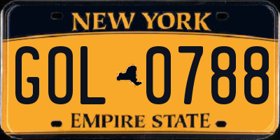 NY license plate GOL0788