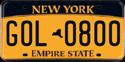 NY license plate GOL0800
