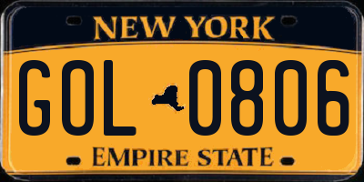NY license plate GOL0806