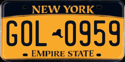 NY license plate GOL0959