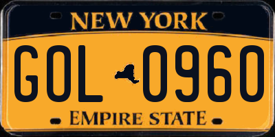 NY license plate GOL0960