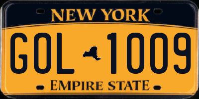 NY license plate GOL1009