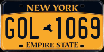 NY license plate GOL1069