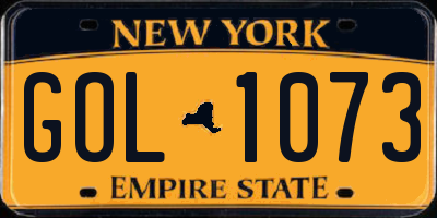 NY license plate GOL1073