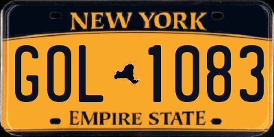 NY license plate GOL1083