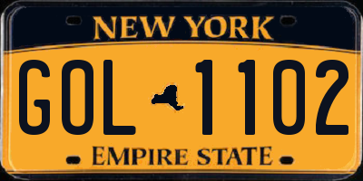 NY license plate GOL1102