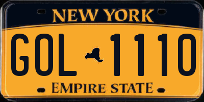 NY license plate GOL1110