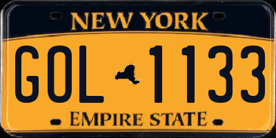 NY license plate GOL1133