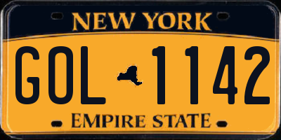 NY license plate GOL1142