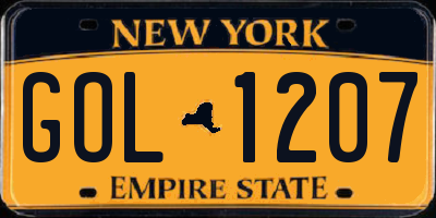 NY license plate GOL1207