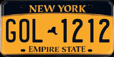 NY license plate GOL1212