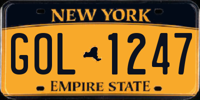 NY license plate GOL1247