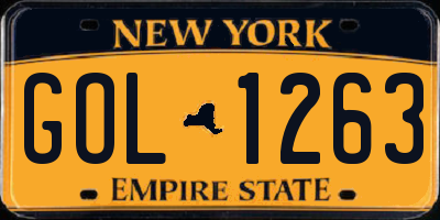 NY license plate GOL1263