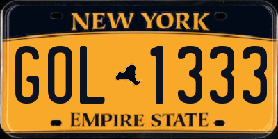 NY license plate GOL1333