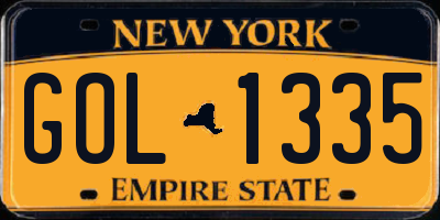 NY license plate GOL1335