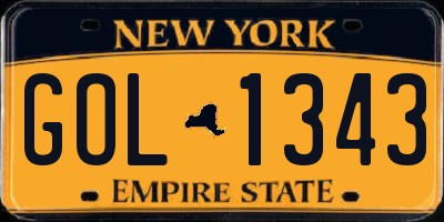 NY license plate GOL1343