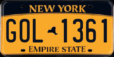 NY license plate GOL1361