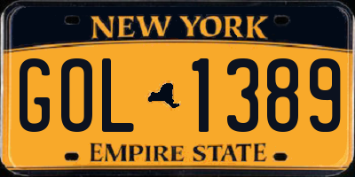 NY license plate GOL1389
