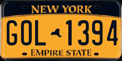 NY license plate GOL1394
