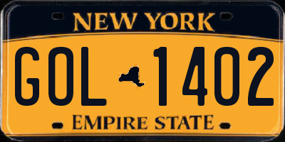 NY license plate GOL1402
