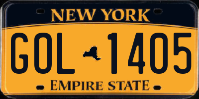 NY license plate GOL1405