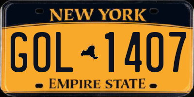 NY license plate GOL1407