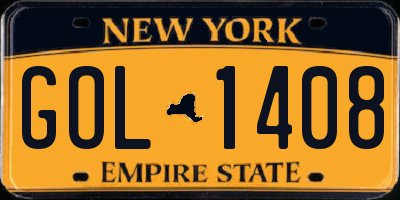 NY license plate GOL1408