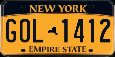 NY license plate GOL1412
