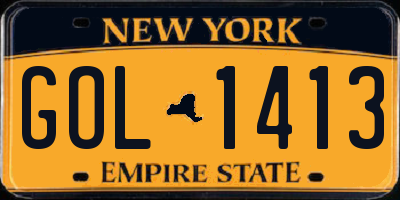 NY license plate GOL1413
