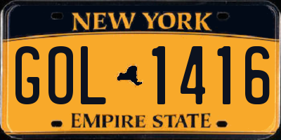 NY license plate GOL1416