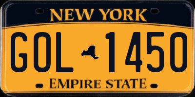 NY license plate GOL1450